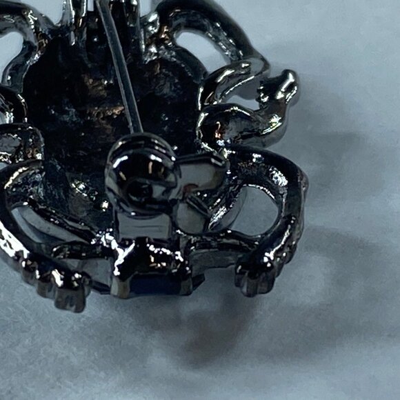 Beetle Bug Jewelry Pin Brooch Silver and Blue Color Metal Accessory Womens - Picture 6 of 16